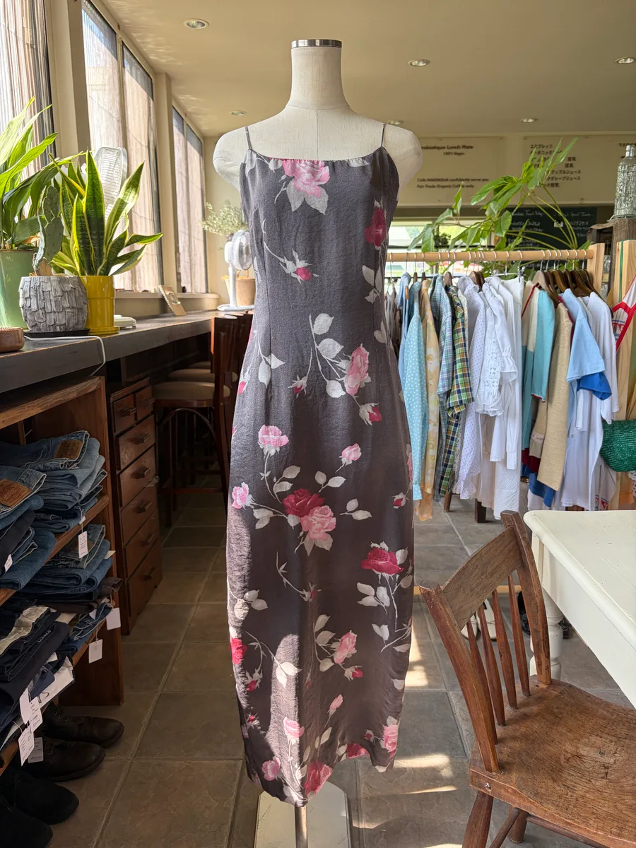 Italy brown floral design cami dress