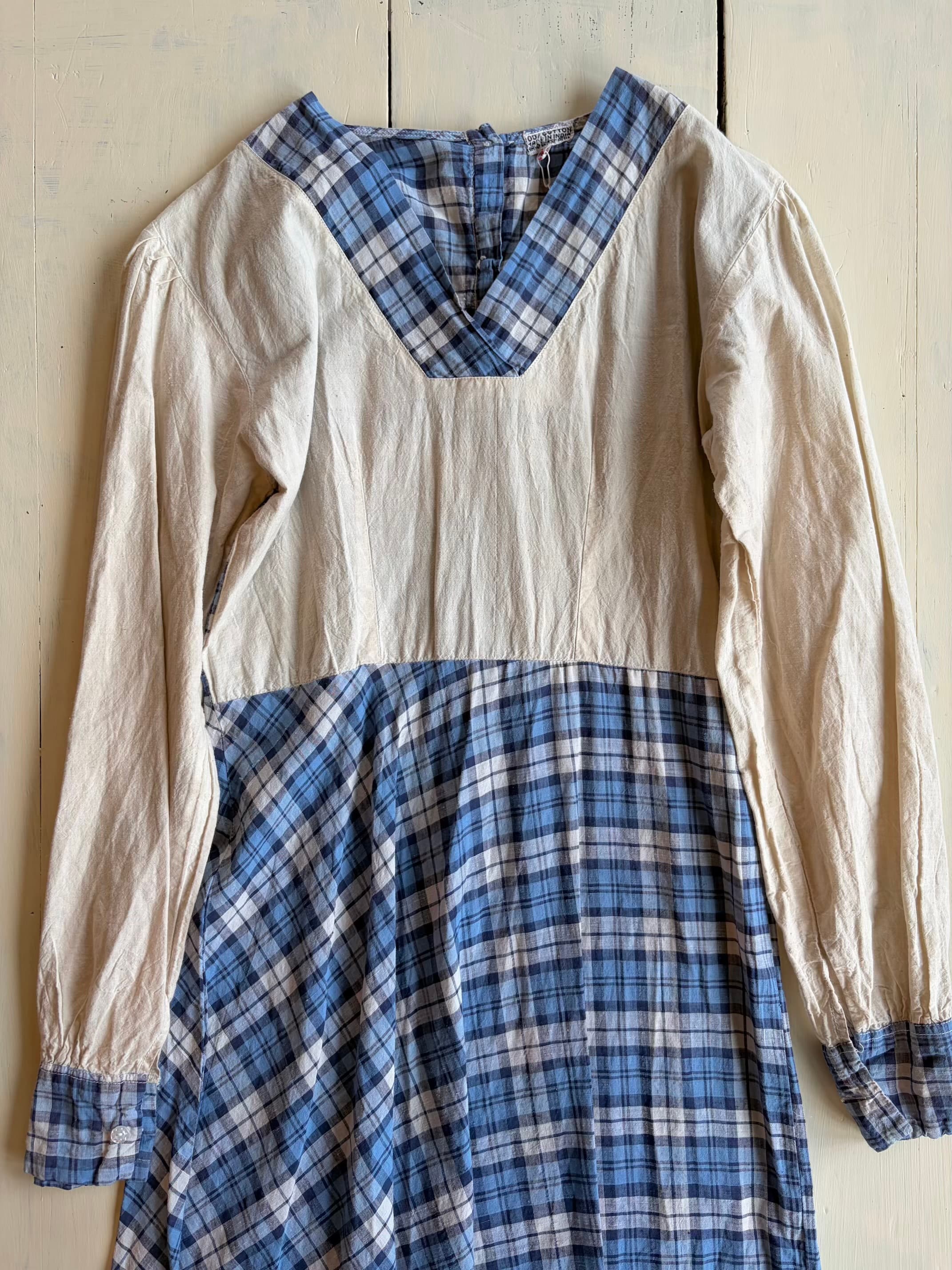 blue cotton plaid dress